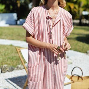 Emerson Fry Baja Caftan Muted Clay Stripe Cover Up
